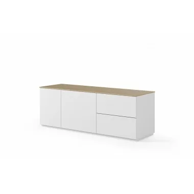 TemaHome Join 160L2 Wood Top With Sub-Base in Oak & Pure White - Angled