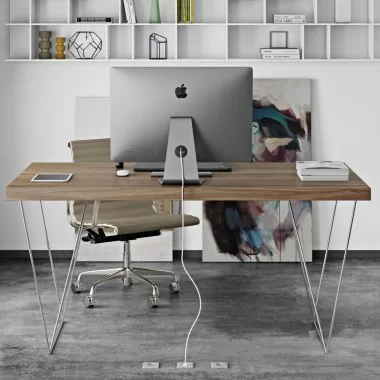 TemaHome Multi 63'' Table Top With Trestles in Walnut & Chrome - Lifestyle 2