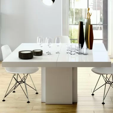 TemaHome Dusk 51" Dining Table in High Gloss White - Lifestyle 