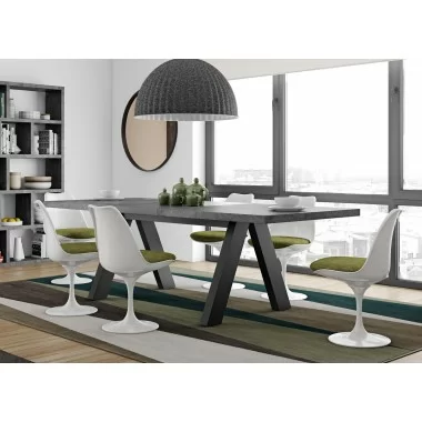 TemaHome Apex Extending Dining Table in Concrete Look & Black - Lifestyle 3