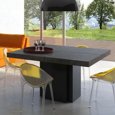 TemaHome Dusk 59" Dining Table in Concrete Look & Pure Black - Lifestyle