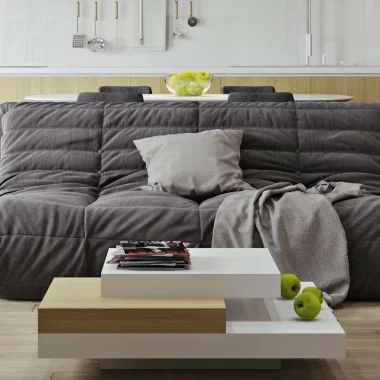 TemaHome Slate 35x35 Coffee Table in Pure White & Oak - Lifestyle