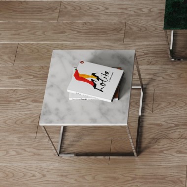 TemaHome Gleam 20x20 Marble Top Side Table in White Marble & Chrome - Lifestyle