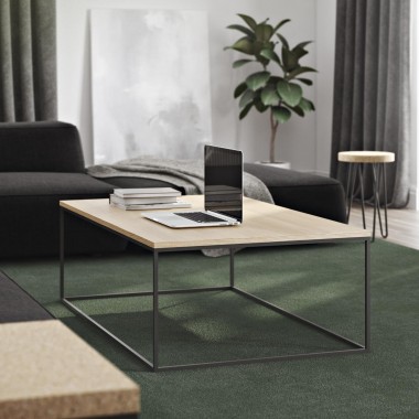 TemaHome Gleam 47x30 Wood Top Coffee Table in Oak & Black - Lifestyle