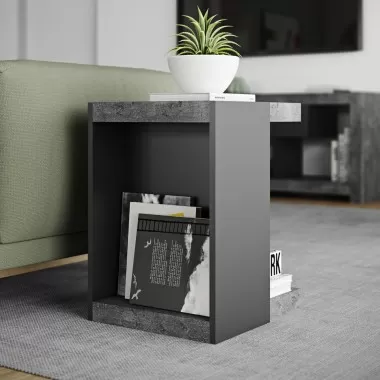 TemaHome Klaus Side Table in Concrete Look & Pure Black - Lifestyle 2