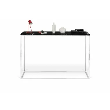 TemaHome Gleam Marble Top Console in White Marble & Black - Front with Contents