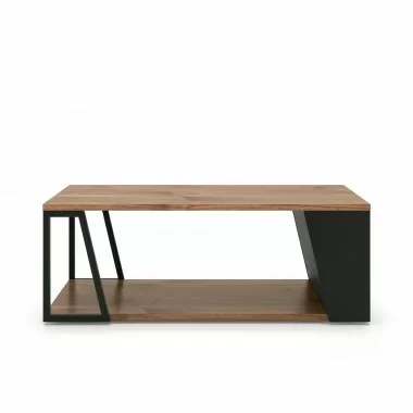 TemaHome Albi Coffee Table in Walnut & Black - Front