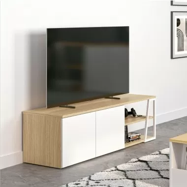 TemaHome Albi TV Table Light Oak & White - Lifesytle