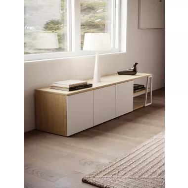 TemaHome Albi TV Stand 190 Light Oak & White - Lifestyle 