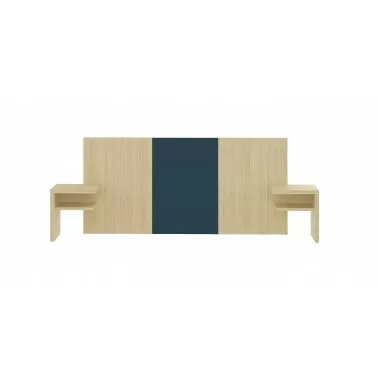 Temahome Hugo Eastern King Headboard with Night Stands in Melamine Light Oak & Anthracite - Front