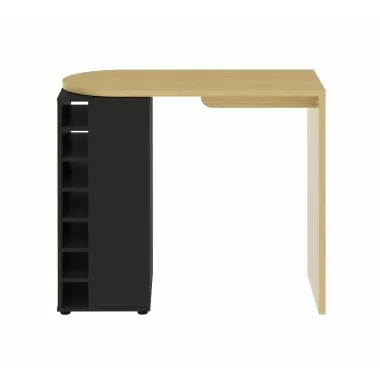 TemaHome Roll Bar Table in Melamine Light Oak & Pure Black - Front Angle