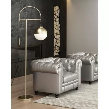 Zuo Modern Waterloo Floor Lamp White And Bronze - Lifestyle