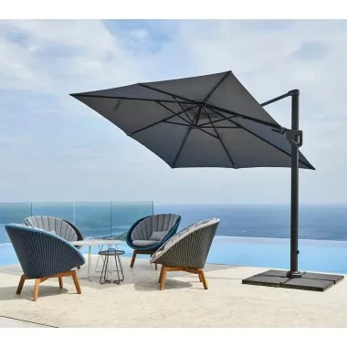Cane-Line Hyde Luxe Tilt Parasol 118.2 x 118.2 Inches, Aluminium