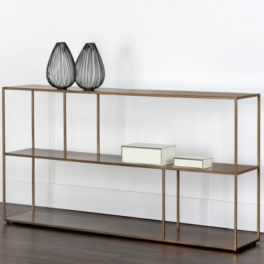Sunpan Eiffel Low Bookcase Antique Brass in Large - Lifestyle