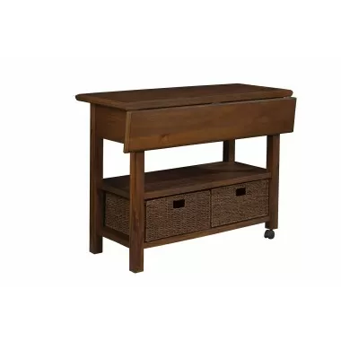 Alpine Furniture Caldwell Kitchen Cart in Antique Cappuccino - Angled