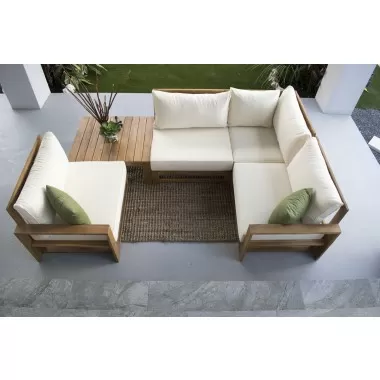 Hospitality Rattan Patio Grand Cay 5-Piece Modular Sectional Top View