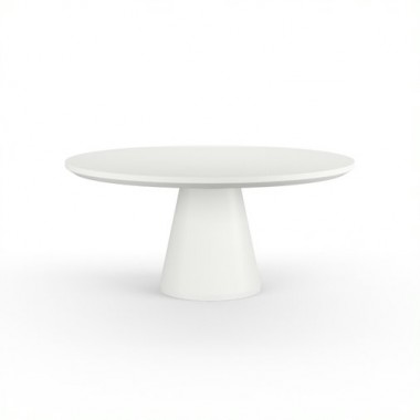 Sunset West Pedestal Dining Table in Bone Finish - Front Angle