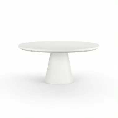 Sunset West Pedestal Dining Table in Bone Finish - Front Angle