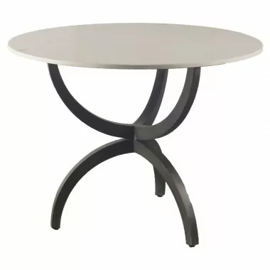 Mercana Veneto 40" Round White Marble Top with Black Metal Base Dining Table