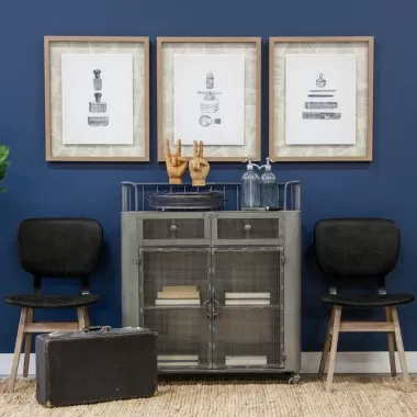 Mercana Haden I Black Faux-Leather Wrap Brown Solid Wood and Iron Base Dining Chair