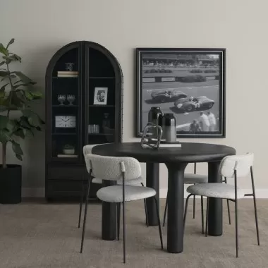 Mercana Gehry 72.3" H Dark Brown Metal Brown Wood and Glass Door Display Cabinet