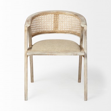 Mercana Tabitha I Blonde Wooden Frame 100% Polyester Seat Dining Chair