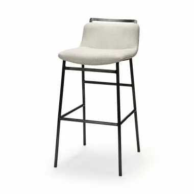 Mercana Kavalan 37.5" Total Height Beige Upholstered Seat Gray Metal Frame Bar Stool