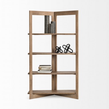 Mercana Turnbull I 42L x 16W x 72H Light Brown Wood Four Shelf Shelving Unit