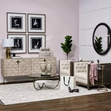 Mercana Excelsior I (72x18.3) Solid Wood Gold Metal Base 4 Cabinet Door SideBoard 2