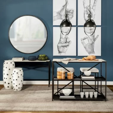 Mercana Frodo 26.5H Seat Height White Fabric Seat Black Metal Base Stool
