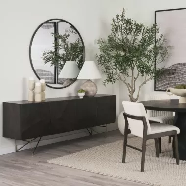 Mercana Darwin 80x17.5 Brown Solid Wood Gold Metal Base 4 Cabinet Door Sideboard2