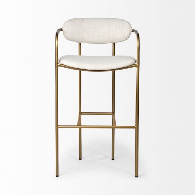Mercana Parker 30" Seat Height Cream Fabric Seat Gold Metal Bar Stool Front