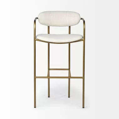 Mercana Parker 30" Seat Height Cream Fabric Seat Gold Metal Bar Stool Front