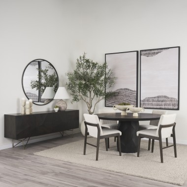 Mercana Fitzgerald 60" Round Brown Solid Wood Top & Base Dining Table 