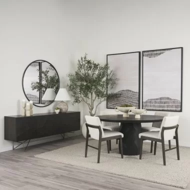 Mercana Fitzgerald 60" Round Brown Solid Wood Top & Base Dining Table 