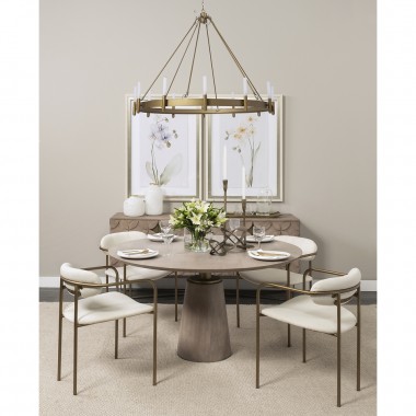 Mercana Maxwell 54" Brown Solid Wood Top Brown Metal/Wood Base Dining Table 4