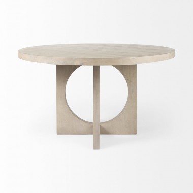 Mercana Liesl 54.L x 54.0W x 30.0H Barely Gray Finished Wood With Circular Top Dining Table 1