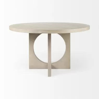 Mercana Liesl 54.L x 54.0W x 30.0H Barely Gray Finished Wood With Circular Top Dining Table 1
