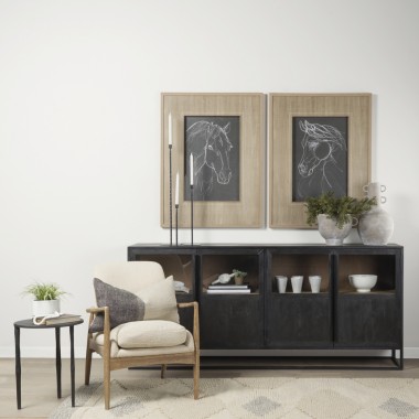 Mercana Timothy 16.0L x 16.0W X 20.0H Ebony Black Iron Side Table