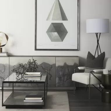 Mercana Roxdale 82.0L x 18.0W x 29.0H Acid Wash Metal Sideboard