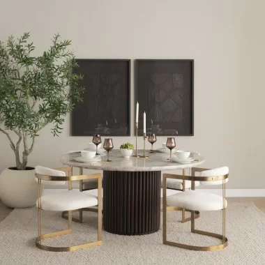 Mercana Hollyfield II Cream Fabric Seat W/ Gold Iron Frame Dining Chair
