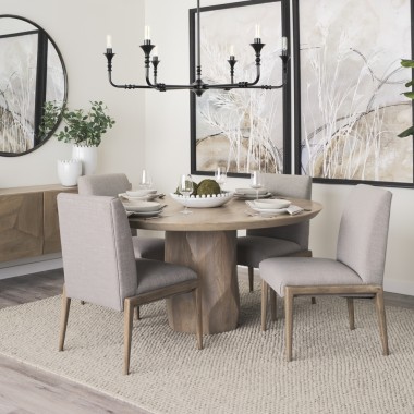 Mercana Palisades Gray Upholstery With Solid Wood Armless Dining Chair