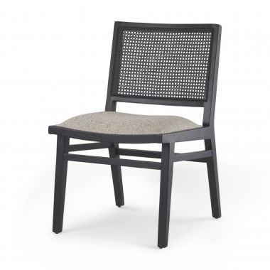Mercana Wynn 20.5L x 24.6W x 34.1H Beige Fabric With Black Wood Dining Chair