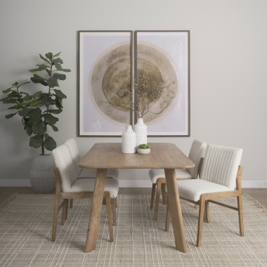 Mercana Tahoe Cream Boucle Upholstered And Light Brown Wood Armless Dining Chair