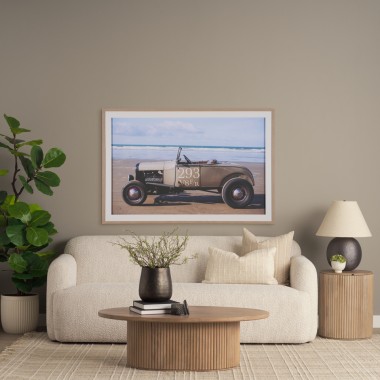 Mercana Terra 48L x 28W x 15H Light Brown Wood Oval Fluted Coffee Table