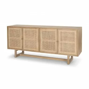 Mercana Grier 72.0L x 18.75W x 31.5H Light Brown Solid Wood W/Cane Sideboard