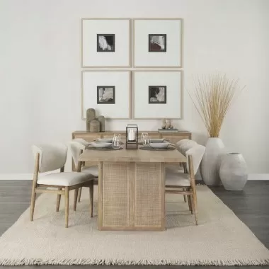 Mercana Grier 84L Light Brown Wood w/ Cane Dining Table