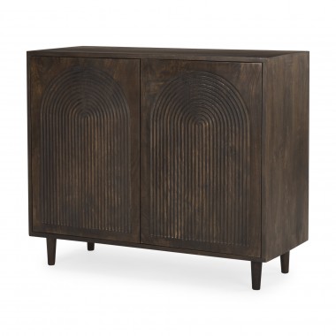Mercana Tucker Dark Brown Wood With Carved Arch Pattern 4 Door Sideboard