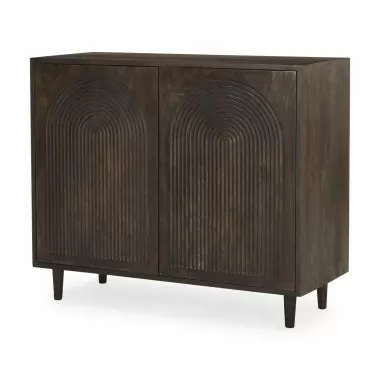 Mercana Tucker Dark Brown Wood With Carved Arch Pattern 4 Door Sideboard