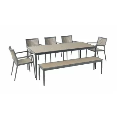 Alfresco Home Genevieve 72" Aluminum / Polywood Dining Bench - Lifestyle